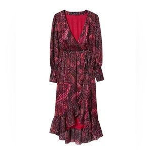 Mango Ruffled paisley-print dress US 10